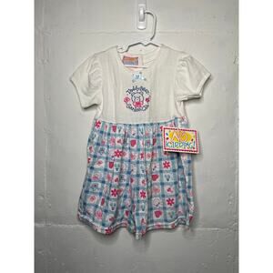 NEW Vintage No Kidding Teddy Bear Garden Club Girls Romper Size 4T